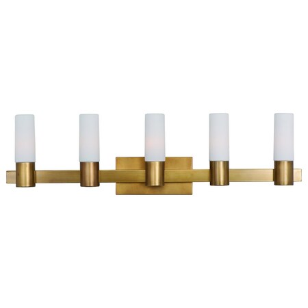 Maxim Five Light Natural Aged Brass Vanity 22415SWNAB